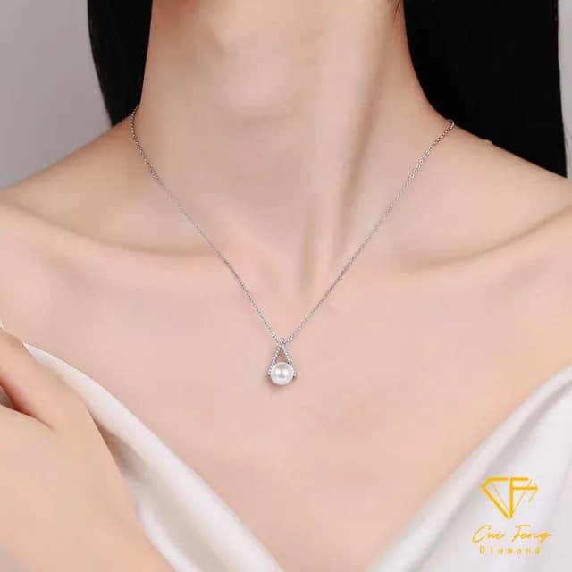 【CF鑽飾】項鍊 天然淡水珍珠X莫桑鑽《珍愛典藏》雙11限定(11分 天然淡水珍珠 項鏈 禮物 生日)