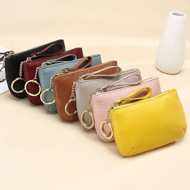 【LEESA】雙11 頂級軟牛皮\錢包\牛皮錢包\拉鍊小錢包\鑰匙扣\零錢包\錢包\拉鍊錢包\牛