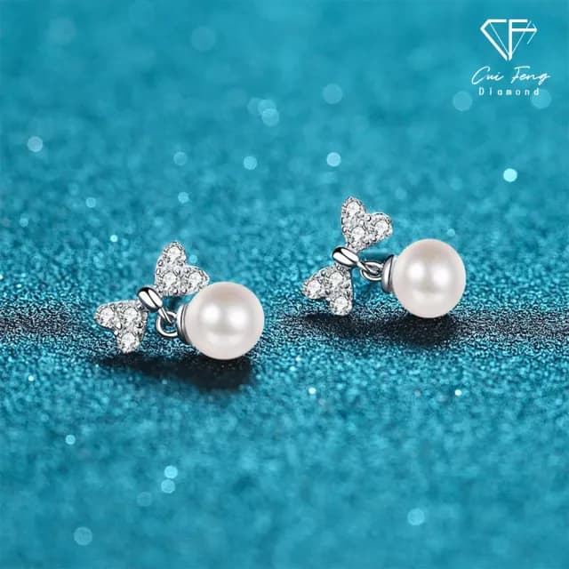 【CF鑽飾】耳環 天然淡水珍珠X莫桑鑽《結夢》雙11限定(30分 天然淡水珍珠 情人節)