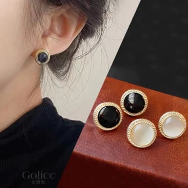 【Golicc】耳環 中古世紀風格 復古簡約(母親節 生日 情人節 飾品 耳釘 耳飾 耳墜 禮物)