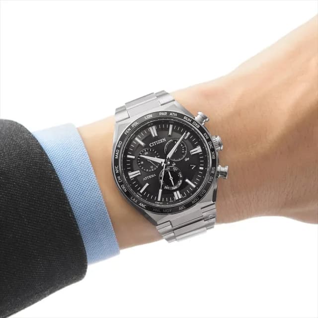 【CITIZEN 星辰】ATTESA 超級鈦 光動能 電波 計時手錶  男錶 禮物 推薦 禮物 推薦(CB5966-69E)