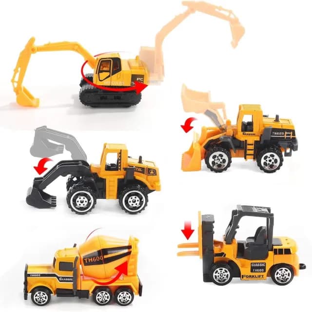【CuteStone】兒童工程小汽車與聲光運輸車海鷗號套裝玩具25件組(玩具車 生日玩具 兒童益智玩具)