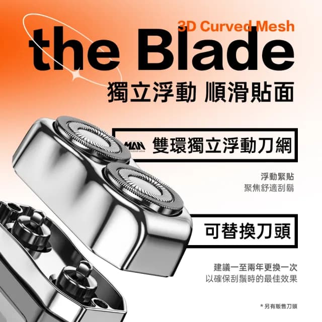 【WiWU】Iron電動刮鬍刀配件-S1刀頭(雙環3D獨立浮動刀頭 電動刮鬍刀專用)