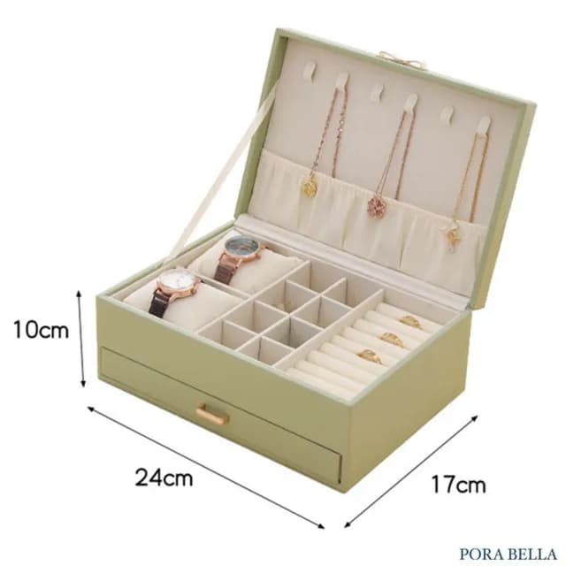 【Porabella】全新升級雙層質雲朵感首飾盒 飾品收納盒 絨布盒飾品盒 飾品戒指項鍊耳環耳夾收納