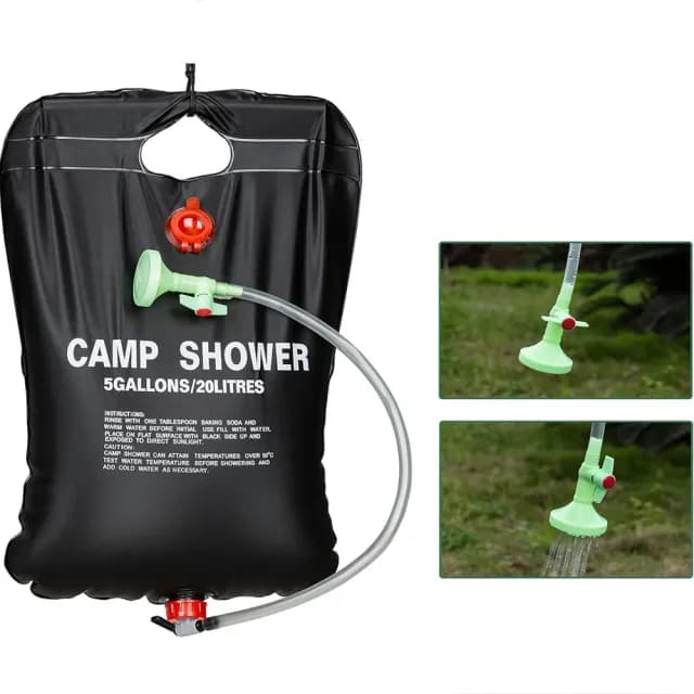 【寶盒百貨】20L 折疊太陽能熱水袋 戶外露營淋浴袋 洗手袋(便攜吊掛沖涼 灑水儲水袋 露營裝備（帶開關）)