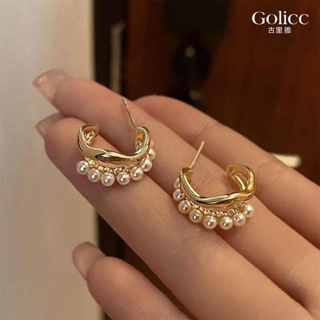 【Golicc】耳環 精緻典雅 珍珠 氣質耳環(母親節 生日 情人節 飾品 耳釘 耳飾 耳墜 禮物)