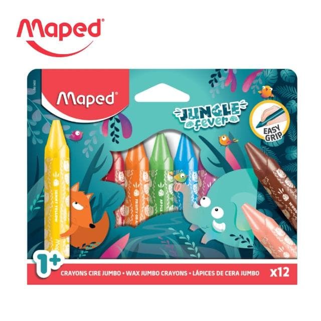 【法國Maped】輕鬆握幼兒蠟筆12色_叢林款(可洗蠟筆 小一 新生 文具 禮物 畢業)