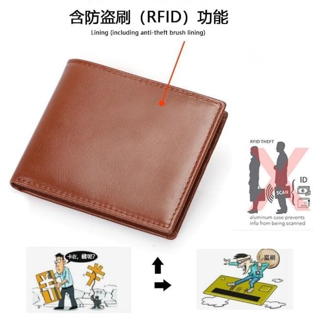 【L’ANDYA☆台灣好購】母親節禮物 真皮防盜刷男用皮夾(男生皮夾 瘋馬皮 男皮夾 超薄短夾 錢包男 防RFID 精