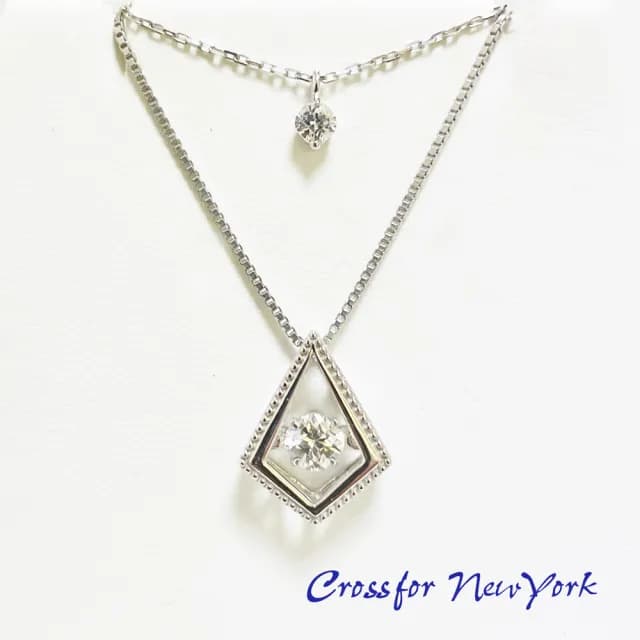 【Crossfor New York】日本原裝純銀懸浮閃動項鍊祈禱愛情(提袋禮盒-生日周年禮物 情人節送禮)