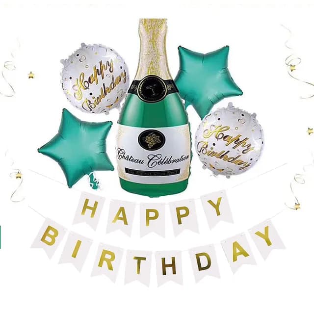 【野思】綠色香檳生日派對佈置組(生日佈置 生日掛旗)