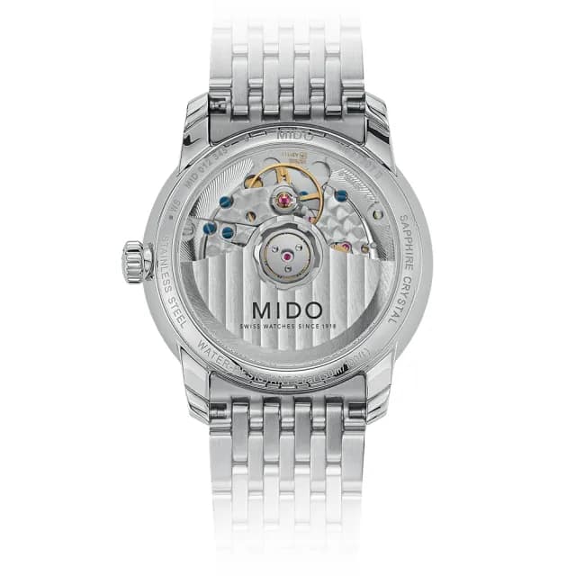 【MIDO 美度】官方授權 Baroncelli 永恆系列 鑽石機械女錶-銀/33mm 手錶 禮物 推薦(M0272071101600)