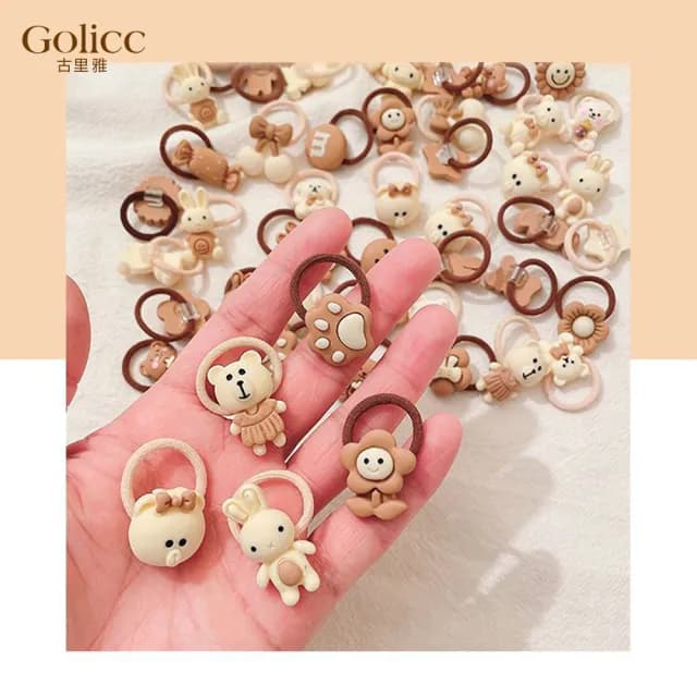 【Golicc】髮圈 小女孩 俏皮啾啾拇指髮圈(七夕 情人節 生日 髮飾 頭飾 大腸圈 髮夾 禮物)