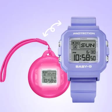 【CASIO 卡西歐】BABY-G 30週年手錶和錶殼吊飾套組 女錶 送禮 禮物 推薦(BGD-10K-6)
