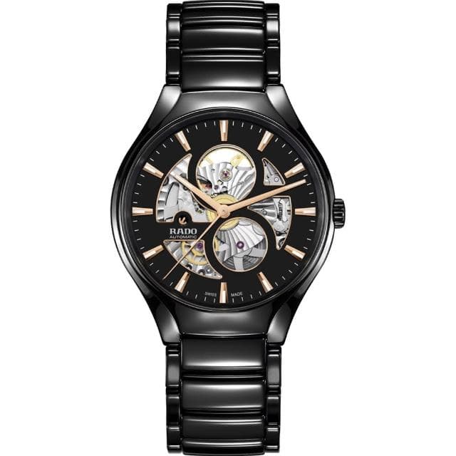 【Rado 雷達表】True Round 真系列開芯鏤空機械腕錶-40mm黑送禮推薦(R27107172)