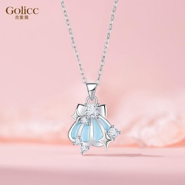 【Golicc】項鍊 夏日海風 藍色貝殼(母親節 生日 情人節 鎖骨鍊 項鍊 飾品 禮物)