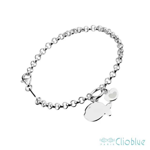 【Clio Blue】放閃魚純銀手鍊 925純銀手鍊 愛心手鍊 小魚手鍊 雙魚(法國巴黎品牌/925純銀)
