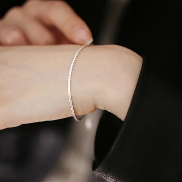 【Porabella】925純銀簡約款手鍊 小眾設計 氣質手飾 個性設計水波款手鏈 銀飾 Bracelets