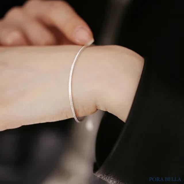 【Porabella】925純銀簡約款手鍊 小眾設計 氣質手飾 個性設計水波款手鏈 銀飾 Bracelets