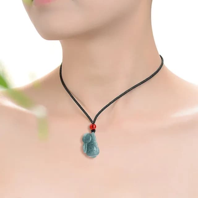 【Paiya 派亞】A貨翡翠藍水玉兔立體兔生肖兔玉石吊墜可愛女款挂件(過節送禮/交換禮物)