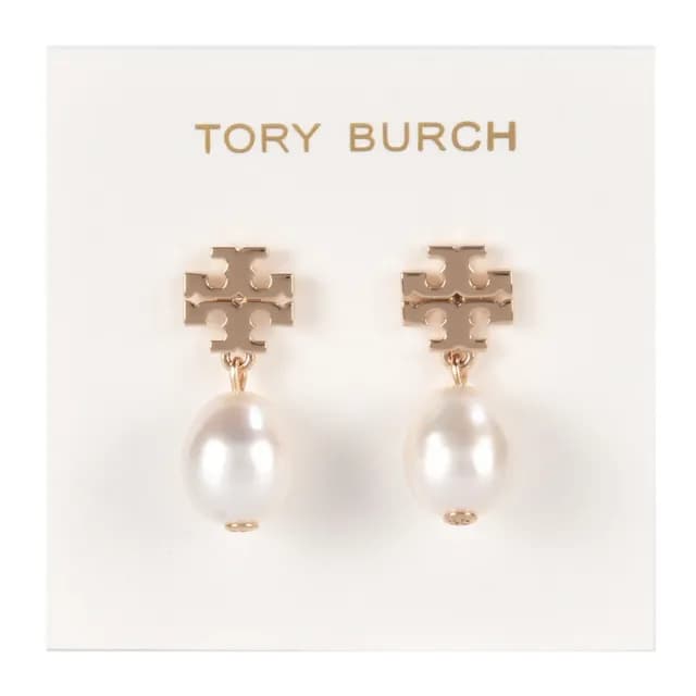 【TORY BURCH】KIRA 珍珠垂墜款穿式耳環(-金)