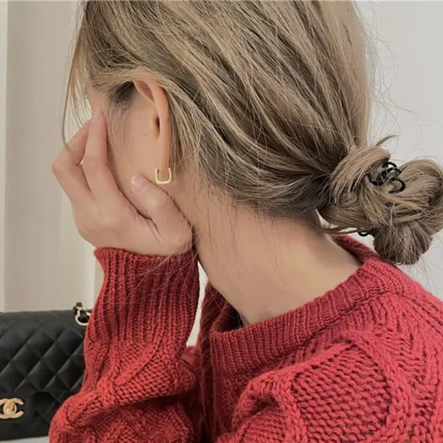 【KT DADA】包包 純銀耳扣 耳環 圈圈耳環 易扣耳環 情人節禮物 女孩生日禮物 女友禮物 s925 復古女耳