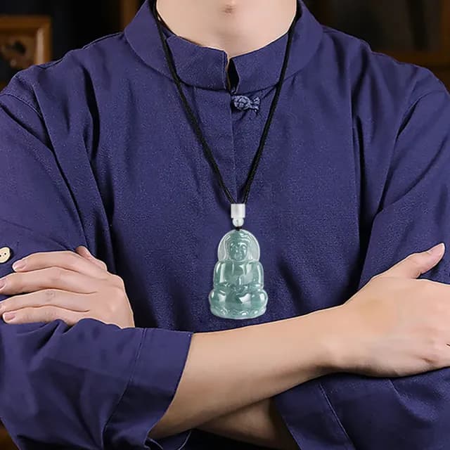 【Paiya 派亞】A貨翡翠藍水厚觀音吊墜冰種玉石挂墜挂件高端男女款(過節送禮/交換禮物)