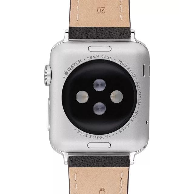 【COACH】Apple Watch 錶帶 38/40mm 適用 茶花吊飾皮錶帶 - 黑色 母親節 送禮 禮物(不含手錶)