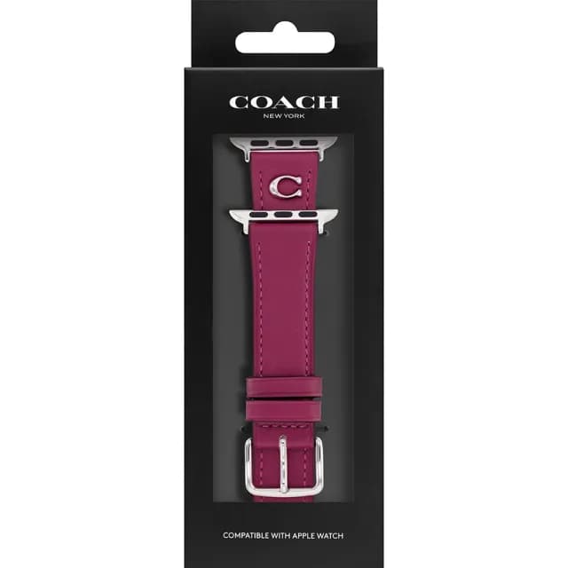 【COACH】Apple Watch 錶帶 38/40mm 適用 C字皮錶帶 - 紫色 禮物 送禮(不含手錶)
