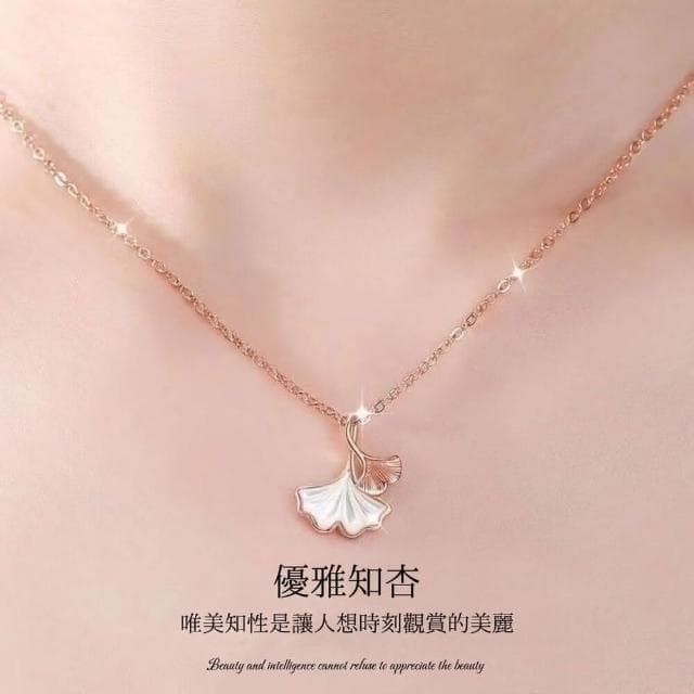 仙氣暈彩杏花鎖骨項鍊(項鍊 首飾飾品 生日禮物 情人節)