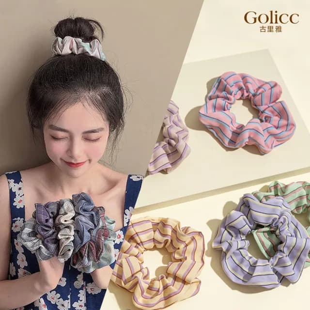 【Golicc】髮圈 可愛日系 泡泡歐根紗 2入(七夕 情人節 生日 髮飾 頭飾 大腸圈 髮夾 禮物)