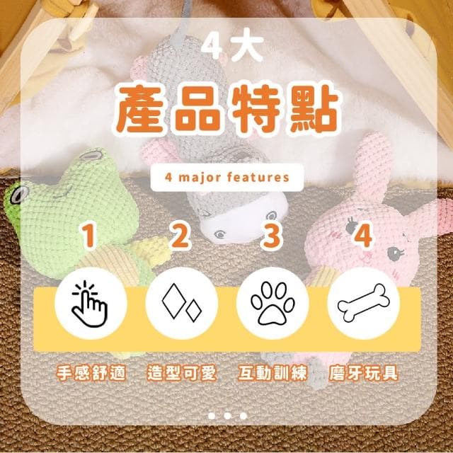 可愛兔子菠蘿絨潔齒絨毛玩具(耐咬 發聲玩具 大型犬 幼犬 潔牙骨 磨牙 狗狗貓咪 玩具球 玩偶 禮物)