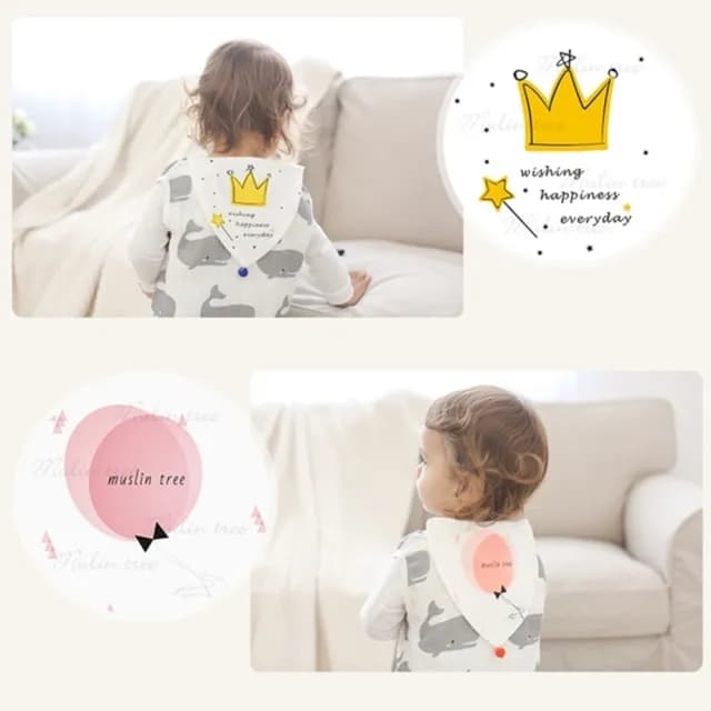 【橘魔法】球球紗布純棉墊背口水巾(吸汗巾 手帕 小方巾 兒童 童裝)