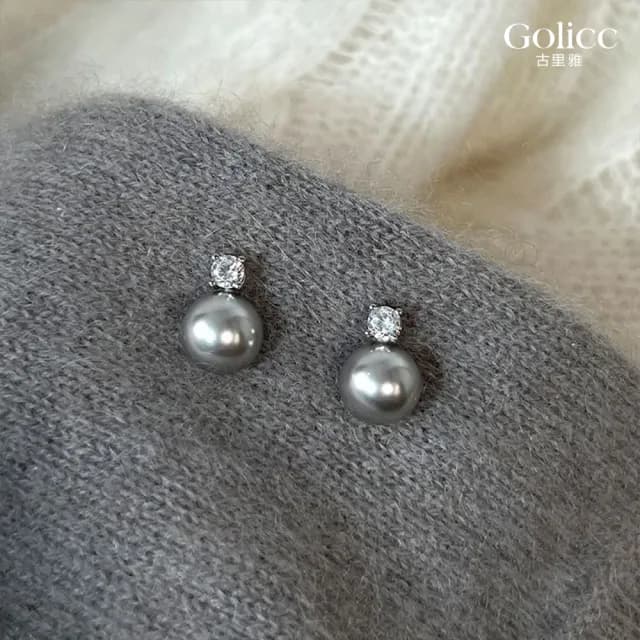 【Golicc】耳環 法式 輕奢 鋯石 珍珠(七夕 情人節 生日 飾品 耳釘 耳飾 耳墜 禮物)