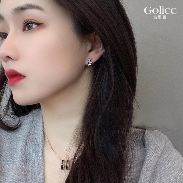 【Golicc】耳環 法式 氣質 輕奢水晶(母親節 生日 情人節 飾品 耳釘 耳飾 耳墜 禮物)
