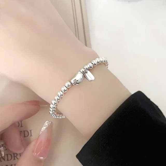 【LEESA】雙11 手鍊\手環\串珠手鍊\純銀手鍊\銀珠手鍊\日系手鍊\韓國手鍊\氣質手鍊\閨蜜手鍊\氣