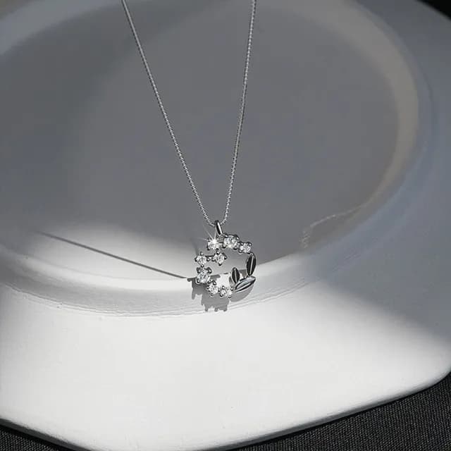 【LEESA】花環項鍊\純銀項鍊\閨蜜項鍊\鎖骨鏈\造型項鍊\高級飾品\短項鍊\女朋友生日禮物\送禮\