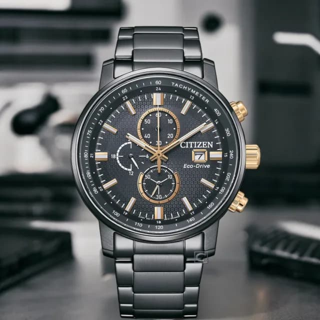 【CITIZEN 星辰】光動能錶 計時手錶 男錶 指針錶 防水錶-43mm 禮物 推薦(CA0846-81E)