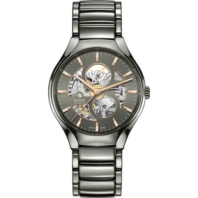 【Rado 雷達表】True Round 真系列開芯鏤空機械腕錶-40mm灰送禮推薦(R27108112)