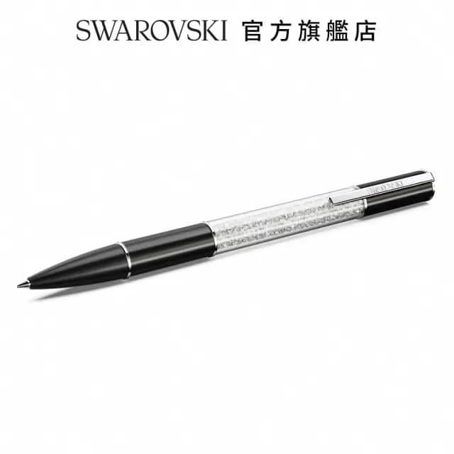 【SWAROVSKI 施華洛世奇】Crystalline Lustre 圓珠筆 黑色 鍍白金色(情人節禮物)