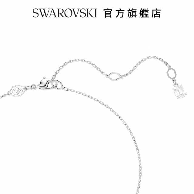【SWAROVSKI 官方直營】Matrix 鏈墜 水晶珍珠 圓形切割 白色 鍍白金色 母親節禮物(情人節禮物)