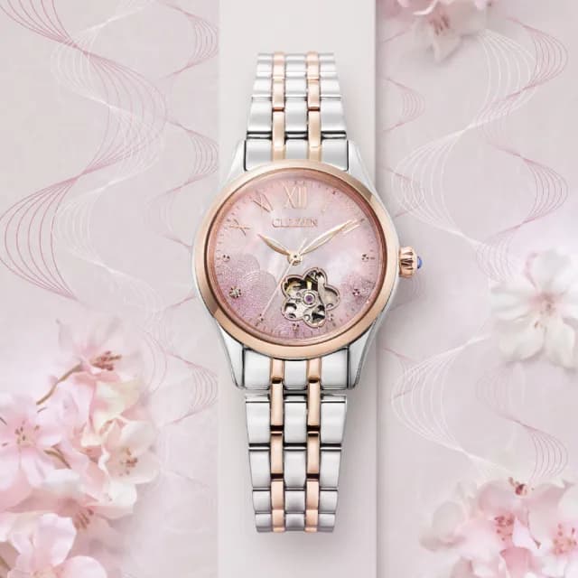 【CITIZEN 星辰】LADYS系列 限量櫻花機械錶 畢業禮物 送禮 推薦(PR1044-87Y)