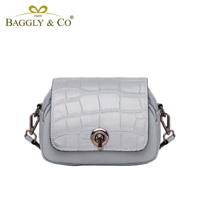 【BAGGLY&CO】情人節禮物 希爾特曼鱷魚紋真皮相機包手機包(真皮包包 珍珠白/粉色/淺藍色/綠色/黑色)