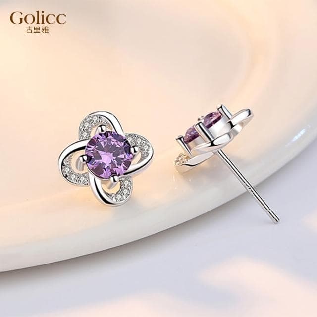 【Golicc】耳環 優雅幸運草 永恆花語(母親節 生日 情人節 飾品 耳釘 耳飾 耳墜 禮物)