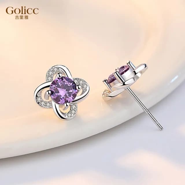 【Golicc】耳環 優雅幸運草 永恆花語(七夕 情人節 生日 飾品 耳釘 耳飾 耳墜 禮物)