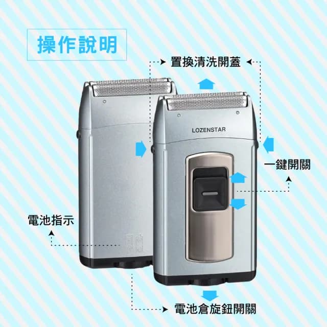 【日本 LOZENSTAR】輕便電池式電動刮鬍刀 S-617N 雙刀刃 刀頭可水洗(刮鬍刀 剃鬍刀 剃鬚刀)