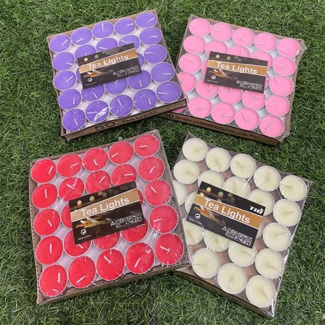 【塔克百貨】圓形小蠟燭 鋁殼蠟燭 50入 小蠟燭 無煙蠟燭 浪漫 告白求婚 生日 派對 婚禮喜慶 情人節