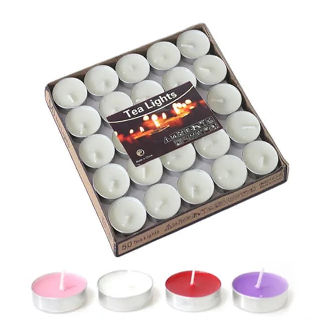 【塔克百貨】圓形小蠟燭 鋁殼蠟燭 50入 小蠟燭 無煙蠟燭 浪漫 告白求婚 生日 派對 婚禮喜慶 情人節