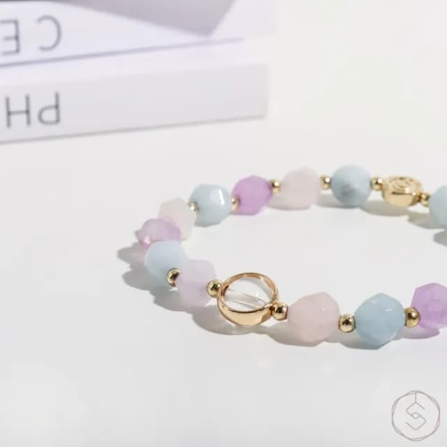 【SPANCONNY 飾品控】童趣 l 海藍寶 薰衣草紫水晶 粉水晶 白水晶 l 兒童水晶手鍊(自信+智慧)