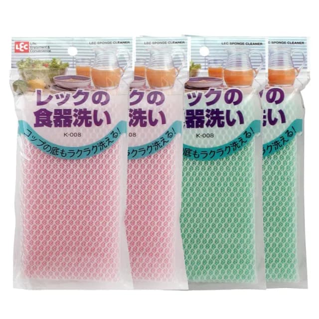 【LEC】日本餐具清潔海綿4入組(顏色隨機出貨不挑款)