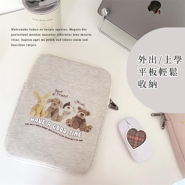 【可愛收納】母親節禮物 ins卡通圖案ipad平板包(11吋 可愛 平板收納包 防震包 電繪板套 筆電包)